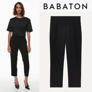 ARITZIA Babaton Conan Pant Terado Black Satin Tuxedo Stripe 62547 Ankle Pull On